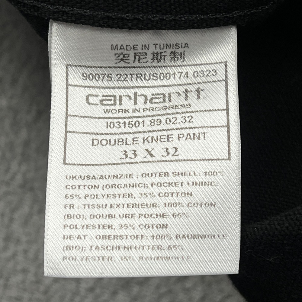 Carhartt WIP Double Knee Pants Mens 33x32* Black Canvas Carpenter Work Rivets - Picture 3 of 12